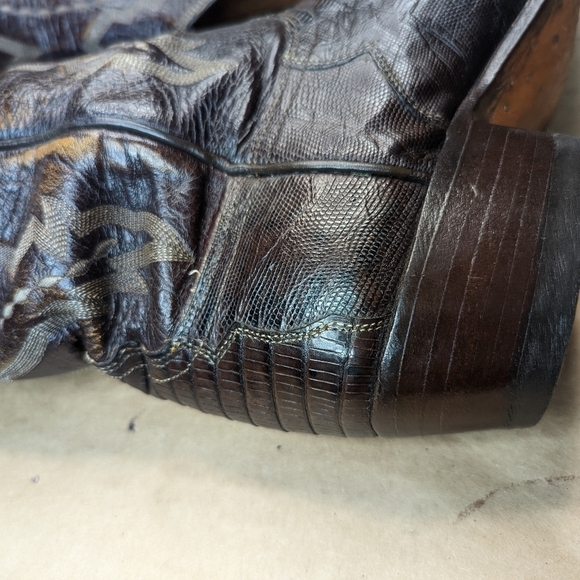 Lucchese Boots men's size 8.5EE Exotic Genuine Brown Teju Lizard Classic Western - Picture 10 of 13